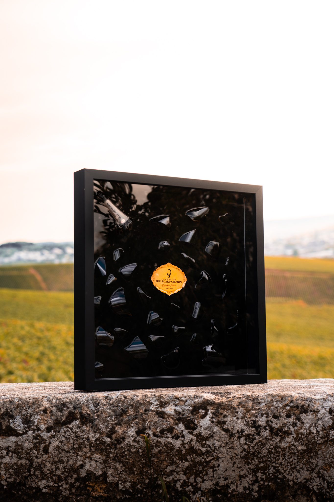 Cadre Éclats de Champagne au coucher du soleil sur les vignes